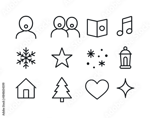 Winter Story Icons. Tradition of winter stories. Filled icon set of tradition of winter stories: glowing fire,