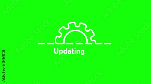 Wallpaper Mural White Gear Icon and Updating Text on a Green Screen Background cogwheel mechanism Torontodigital.ca