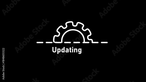 Wallpaper Mural White Gear Icon and Updating Text on a Black Background cogwheel mechanism Torontodigital.ca