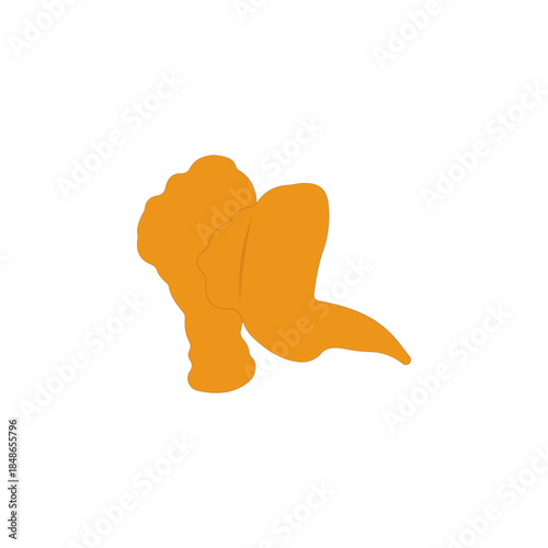 Crispy fried chicken drumstick and wing vector illustration on white background