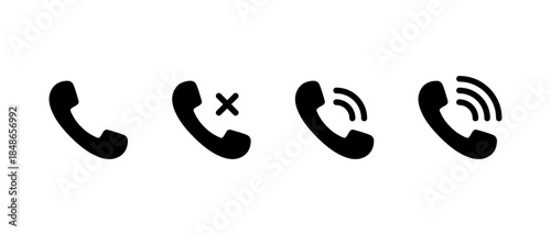 Phone call status icon set. Ringing mobile handset symbol
