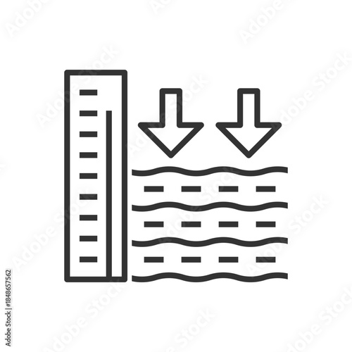 Fotografija Water Level Down Icon - Ebb Measurement Scale Icon