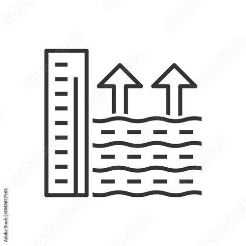 Water Level Up Icon - Flood Measurement Scale Icon