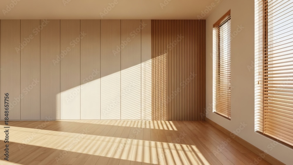 Obraz premium SunKissed Minimalist Room Light Shadow Harmony.