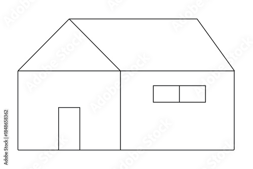 Simple house outline. Suitable for coloring sheets.
