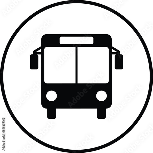 Black bus icon representing public transportation travel and urban commuting service