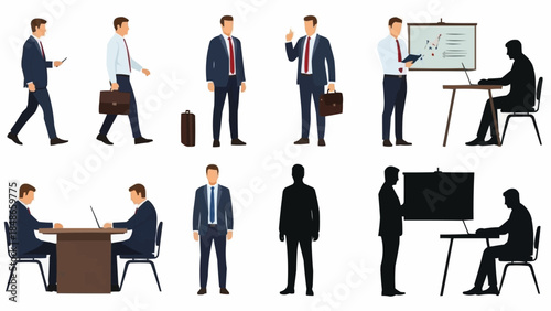Collection of Business Professionals in Various Work Scenarios.