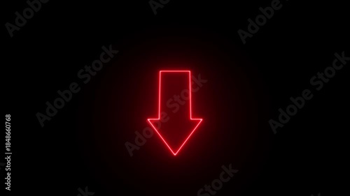 Wallpaper Mural Red neon arrow pointing downwards on a black background direction pointer Torontodigital.ca