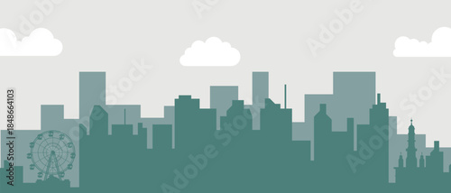 City Skyline. Real estate business concept. Flat Landscape Illustration City Building Silhouette