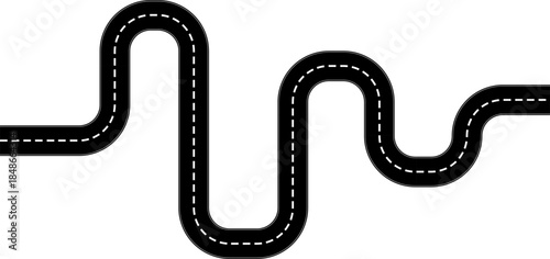 Roadmap curvy road. Roadmap with stages. Top view on a curved highway road map. Roadmap diagram Vector illustration, PNG, JPG. 