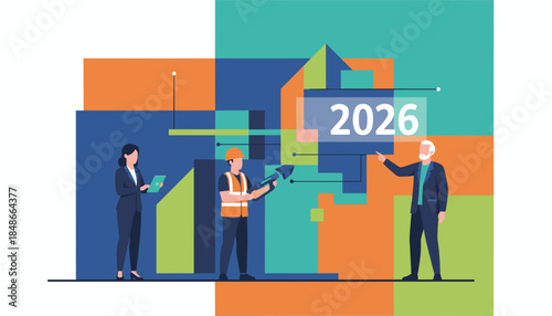 Business team planning future goals innovation and startup launch project toward 2026