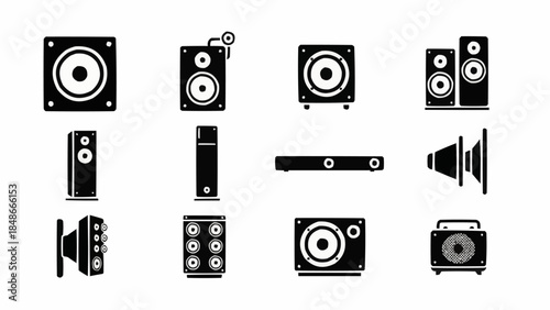 Collection of Various Speaker Icons and Symbols.