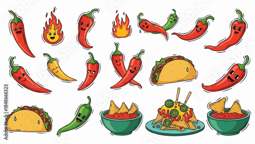 Spicy Chili Peppers and Mexican Food Fiesta Collection.
