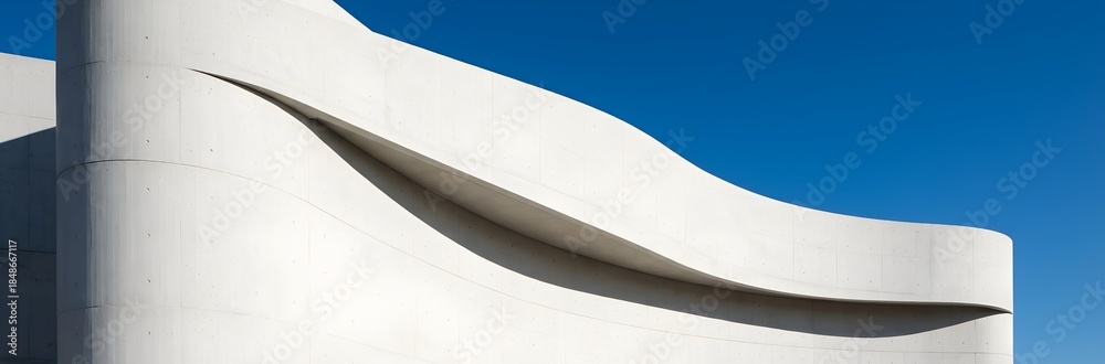 Fototapeta premium Minimalist Modern Architecture with White Curved Concrete Wall