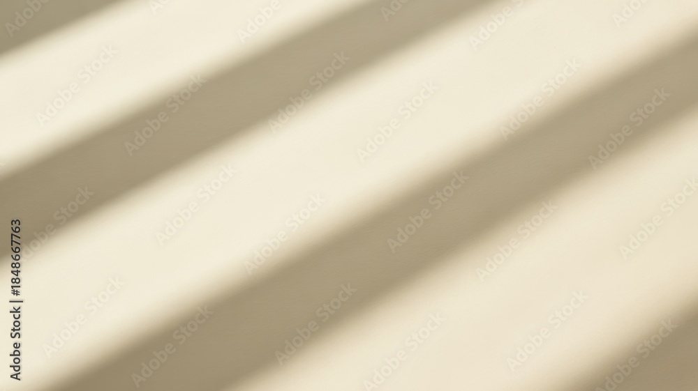 Obraz premium Beige surface with soft reflective light falling from window. Minimal, elegant texture background. Product mockup, wallpaper, digital art with gentle atmosphere