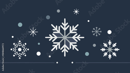 Black and white photo showcasing intricate snowflakes against a stark white background..eps