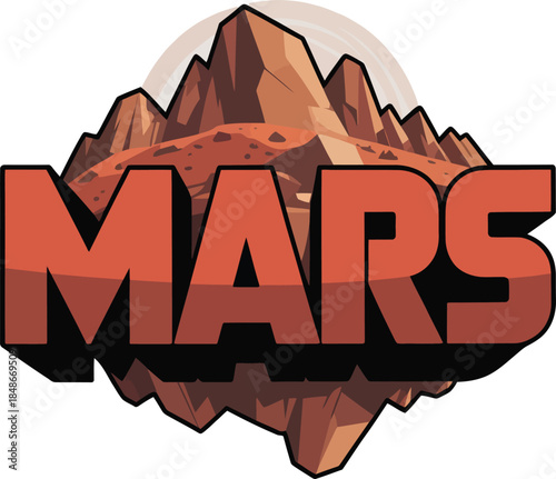 Mars Planet Vector Typography Design with Cosmic Texture and Adventure Theme Graphic