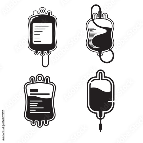 Blood transfusion donation bag silhouette vector illustration modern