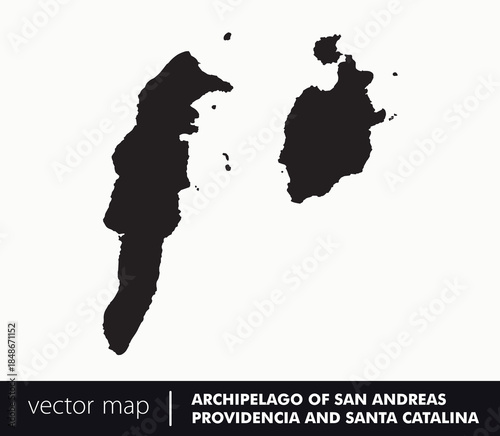 Minimal silhouette map of San Andrés y Providencia, Colombia. Ideal for island tourism, Caribbean themes, education and tropical travel design projects.