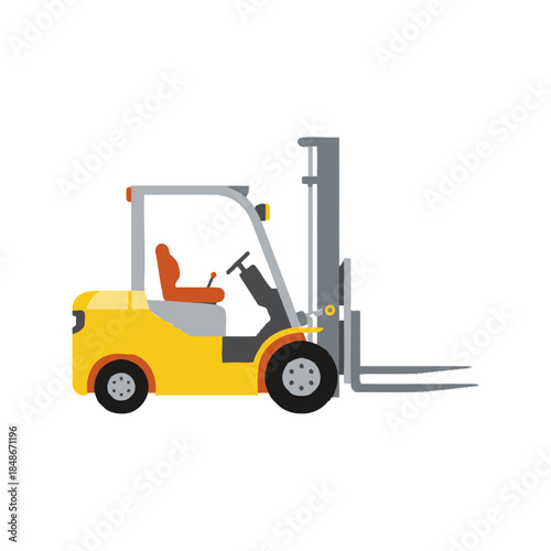 Modern yellow forklift elevating cargo with ergonomic design and operational safety features