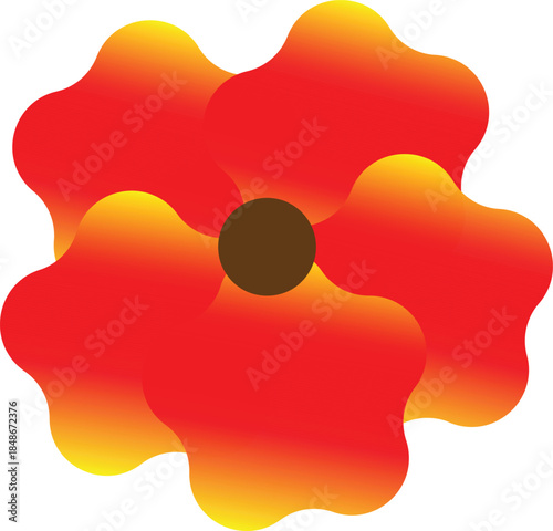 Red and orange poppy flower graphic