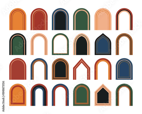 Minimalist Boho Arch Vector Collection Earth Tones Geometric Frames