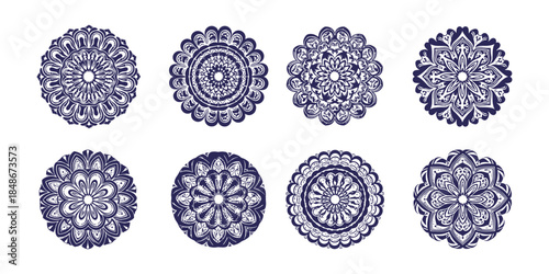 Detailed Purple Mandala Collection Circular Ornaments and Spiritual Motifs