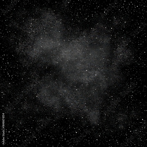 Sparse Starry Galaxy on Black Deep Space Background with Sparkling Glimmering Silver White Stars Constellation and Cosmic Dust Cloud Creates a Dreamy Celestial Effect