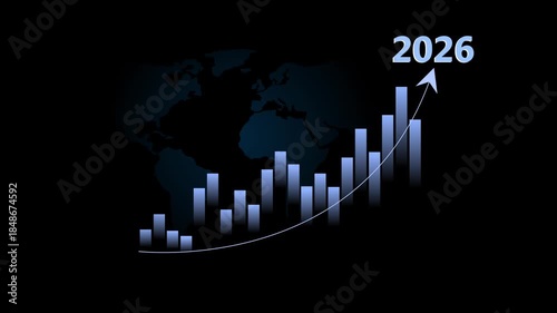 Upward Trend Bar Graph with 2026 Projection Animation