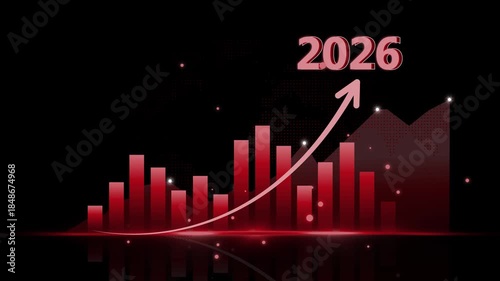 2026 Digital Graph with Glowing Bars and Arrow Animation