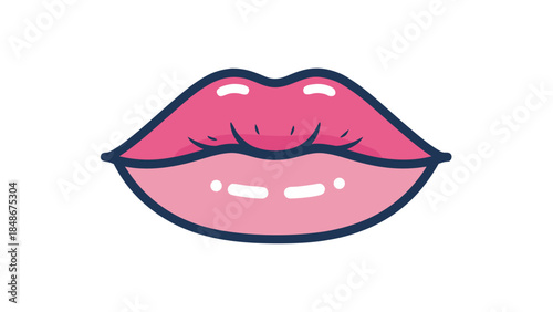 vector illustration of lips with red lips