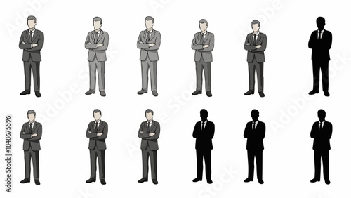 Collection of Businessmen Poses and Silhouettes.
