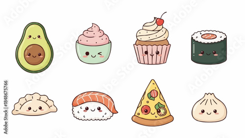 Cute Kawaii Food Characters Collection.
