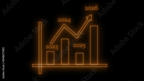 2023 to 2026 Glowing Line Graph Showing Upward Trend