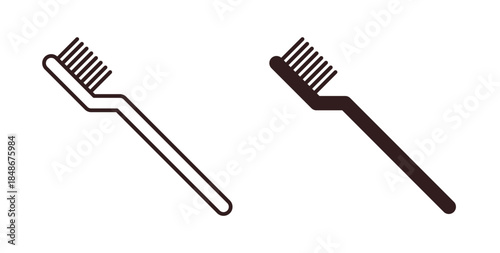 Toothbrush icon with glyph and line. black vector icons for Web UI