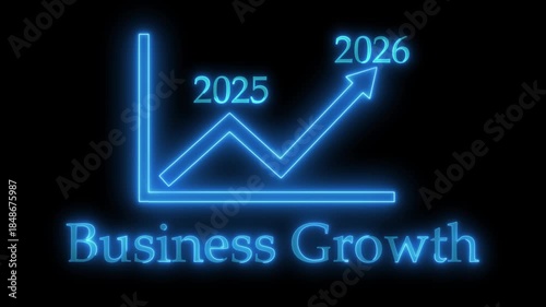 Glowing Business Growth Graph 2025-2026 Animation