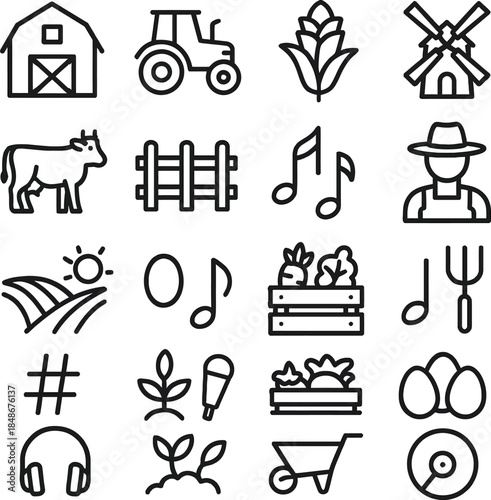 Grains and cereals doodle icon set. Cute hand drawn sketch illustrations of rice, oats, corn, quinoa, agriculture grains, barley, millet. Black and white art for food ingredients.