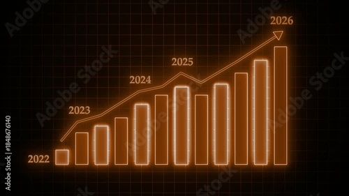 2022 to 2026 Futuristic Business Bar Chart Showing Growth Trend Animation