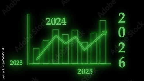 Futuristic Glowing Graph with Years 2023-2026 Animation