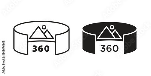 Tour virtual icon with glyph and line. black vector icons for Web UI
