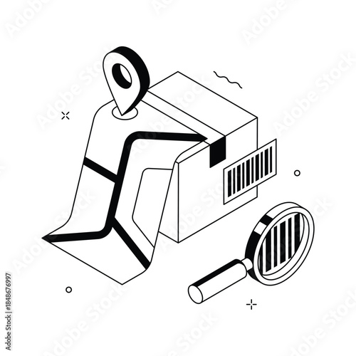 Creatively designed amazing isometric illustration of parcel tracking