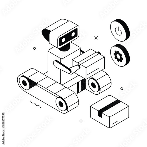Robot delivery illustration showing automated and AI-powered logistics transport