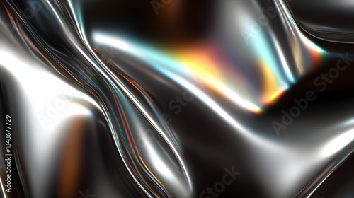electroplated. Iridescent rainbow reflections on a mirror-smooth electroplated metallic surface. safety posters, maintenance manuals, designed for precision metalworking and fabrication facilities.