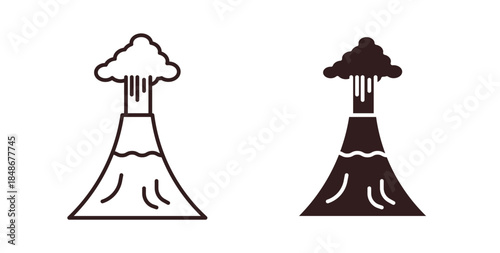 Volcano icon with glyph and line. black vector icons for Web UI