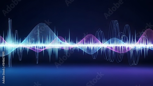 Neon Audio Waveform Visualization with Colorful Pulses.