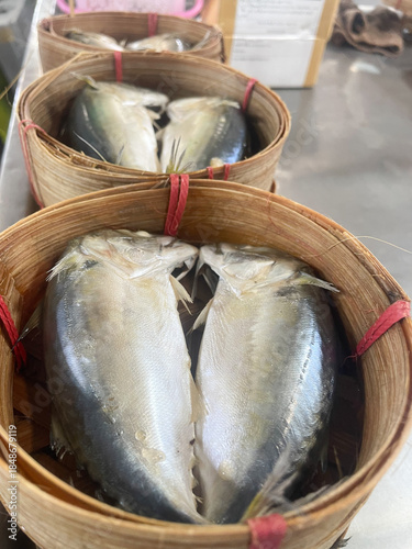 Wallpaper Mural Fresh thai mackerel in blamboo basket Torontodigital.ca