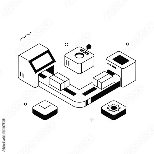 Grab this amazing isometric illustration of packaging process in trendy style