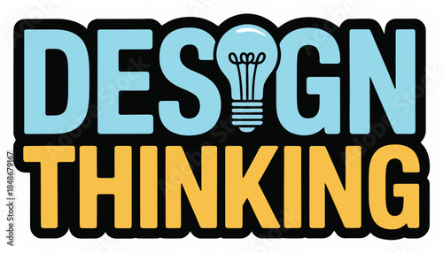 Design Thinking Bold Typography Vector Graphic for Creative Problem Solving and Strategy
