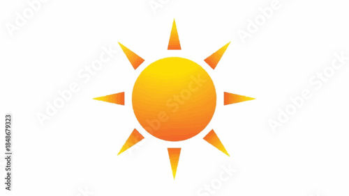A radiant sun icon with an optimistic glow, symbolizing warmth, energy, and brightness, perfect for design projects