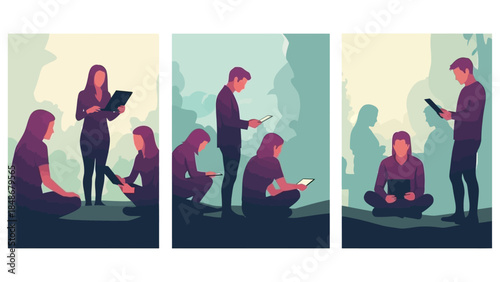 People Engaged in Digital Devices Social Interaction and Technology Usage in Modern Environments